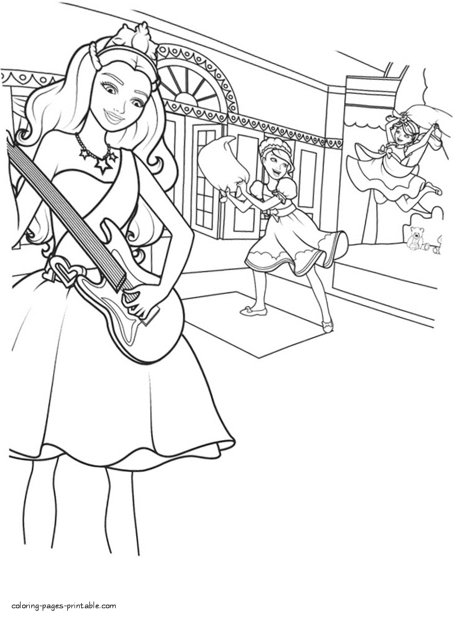 Printable Coloring Pages For Girls. Barbie Popstar And Princess