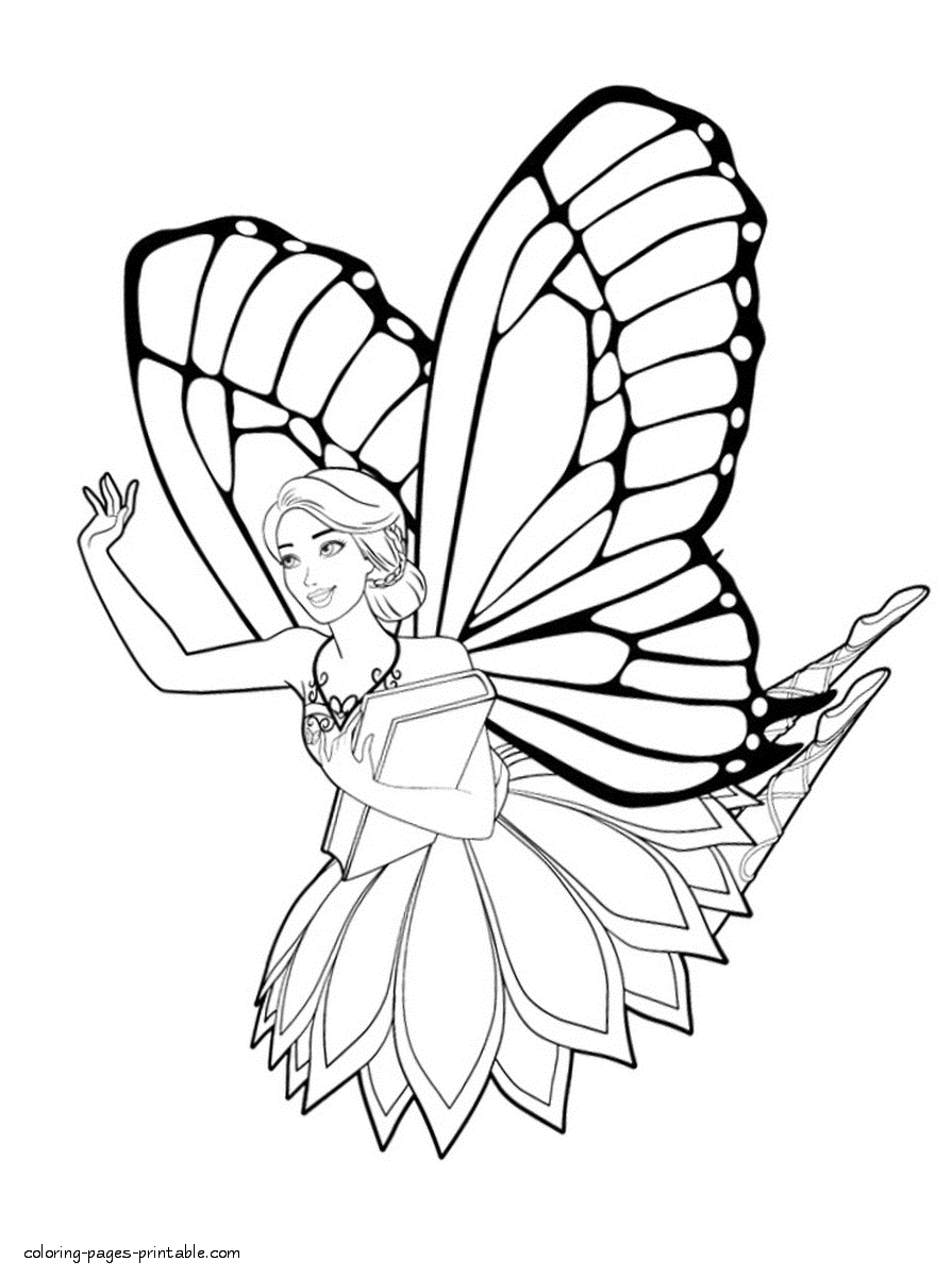 Free Barbie coloring pages to print. Mariposa || COLORING-PAGES ...