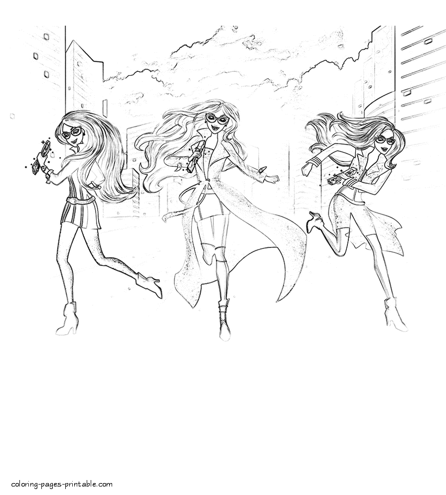 Printable free Coloring pages Barbie: Spy Squad  