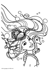 Free Barbie coloring pages. Pearl Princess