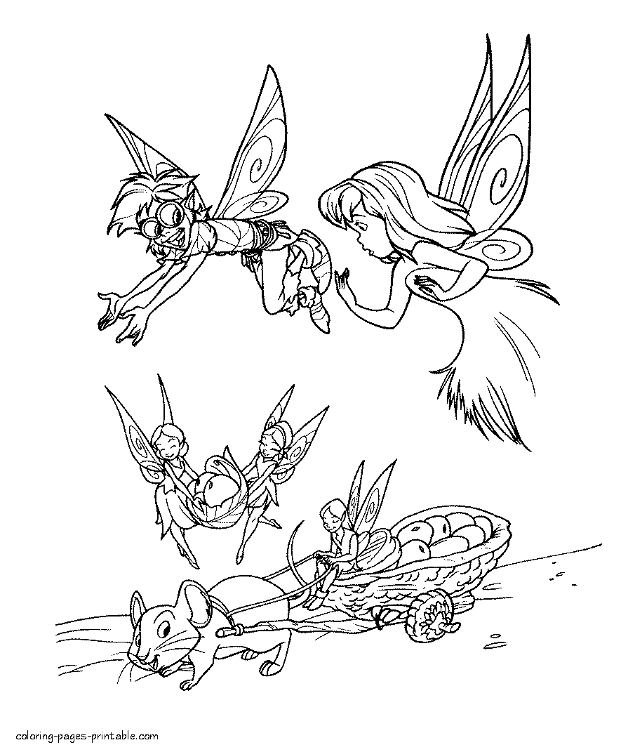 Fairies and mouse Cheese || COLORING-PAGES-PRINTABLE.COM
