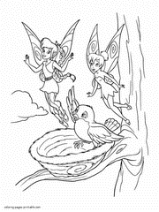 Fairies Tinker Bell and Fawn. Disney coloring page