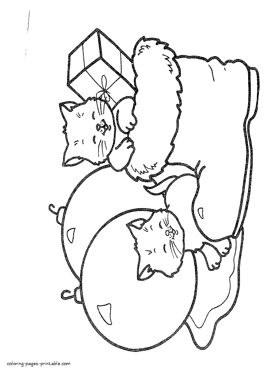 Christmas coloring pages free. Kittens