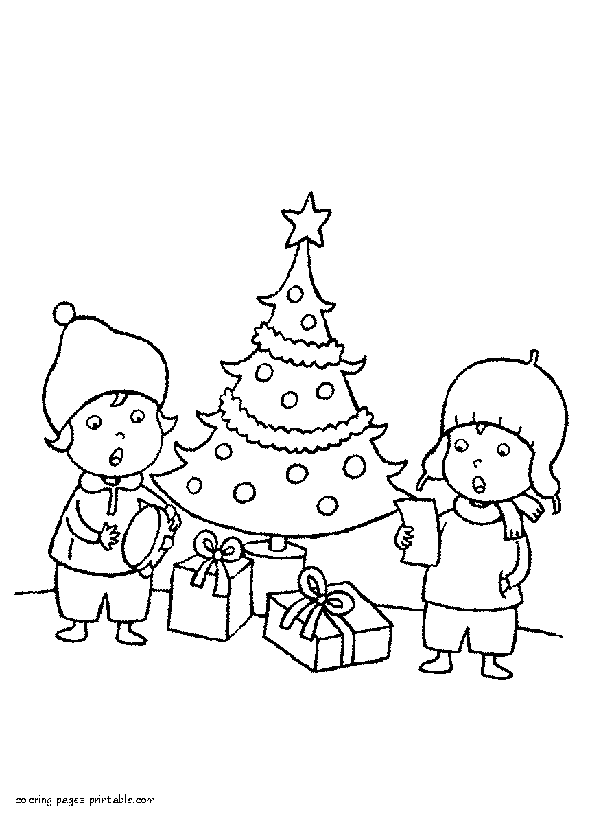 Kids christmas coloring pages. Fir-tree || COLORING-PAGES-PRINTABLE.COM