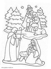 Nativity coloring pages for children