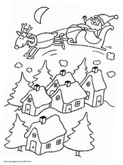 Santa sleigh coloring pages. Print out free