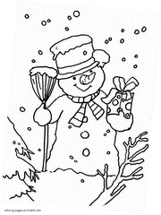 Kids Christmas coloring pages printables. Snowman