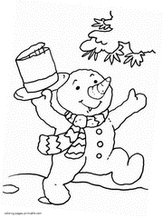 Snowman - Christmas coloring page for free
