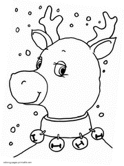 Christmas coloring pages printable for children. Reindeer head