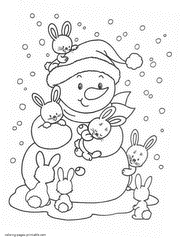 Snowman - printable winter coloring pages