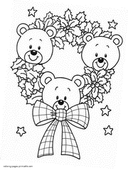 Christmas teddy-bears coloring pages for kids