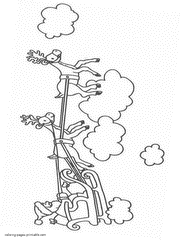 Santa Claus's sleigh. Coloring page for Christmas