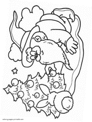 Coloring pages of Christmas. Tree and Santa