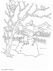 Coloring pages about winter. Snowman