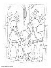 Reindeers coloring pages. Christmas theme