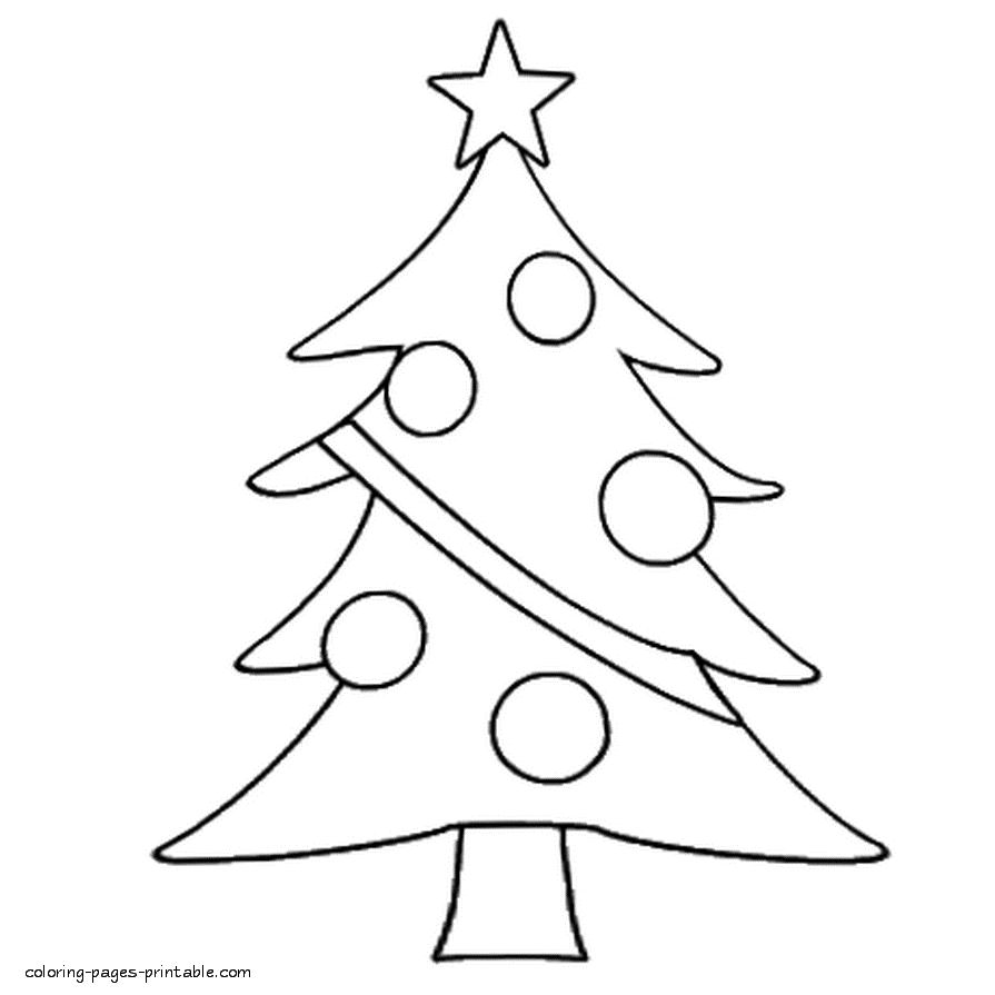 Christmas tree coloring pages for toddlers || COLORING-PAGES-PRINTABLE.COM