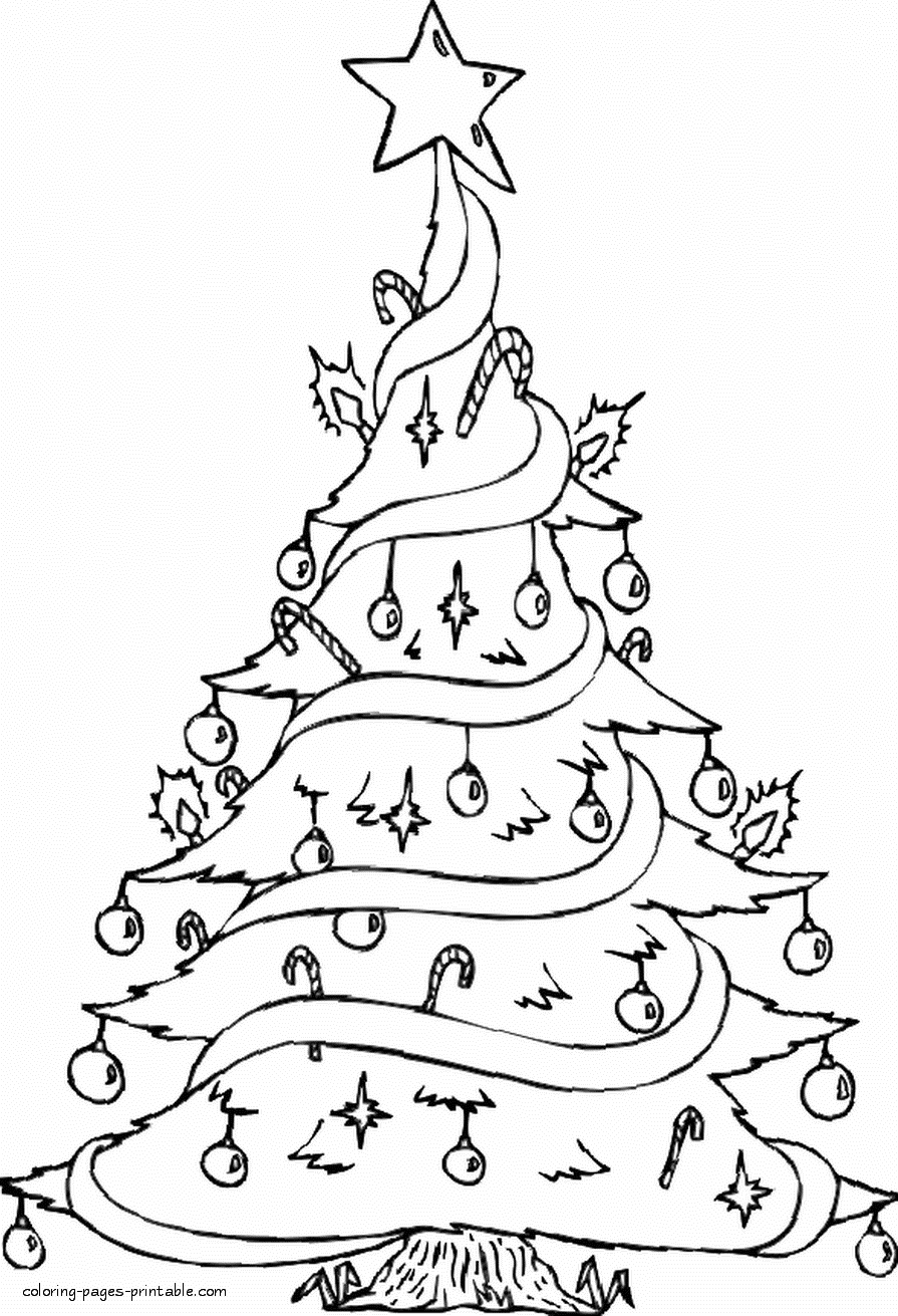 Cat Coloring Pages Christmas Trees Coloring Pages