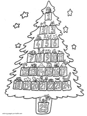 Christmas tree with numbers coloring pages printable