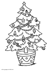 Printable Christmas tree coloring page. Download it