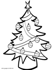 Easy Christmas tree coloring pages for kids