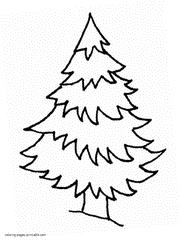 Spruce in the winter forest coloring page to print