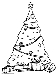 Christmas presents under tree. Free coloring pages