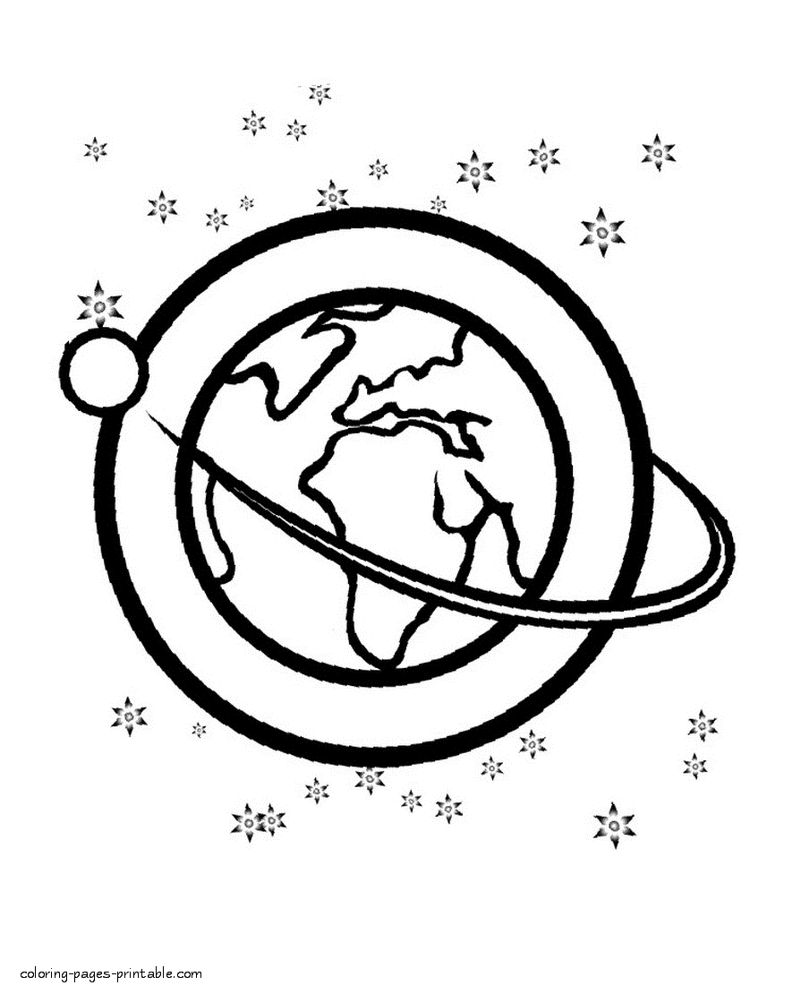 Planet Earth. Space coloring pages for printing