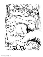 Forest animals coloring page for children