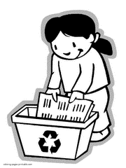 Girl Recycling coloring page to print