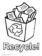 Coloring pages recycle. Recycling bin, paper