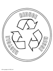 Recycle symbol coloring page. Printable