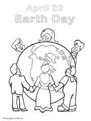 Coloring sheets of the Earth Day. People around the globe