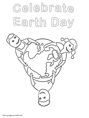 Children keeps the Earth in their hands. Coloring page