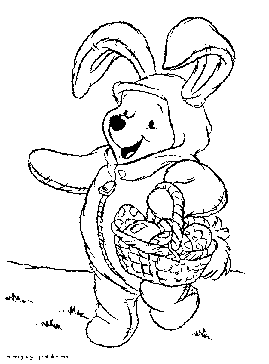 Winnie the Pooh Easter coloring page for kid
