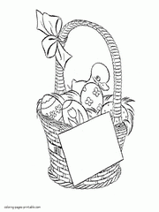 Easter basket with a greeting card coloring page