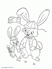 Easter bunny kids coloring pages printable