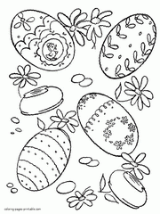 Coloring pages of cute Easter eggs to print