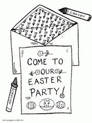 Easter party invitation coloring page for kids