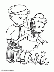 Easter coloring pages free. Boy and girl