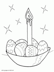 Easter eggs and candle Christian coloring sheet