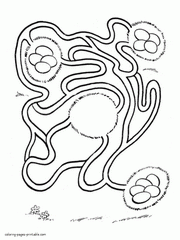 Maze kids coloring sheet for Easter