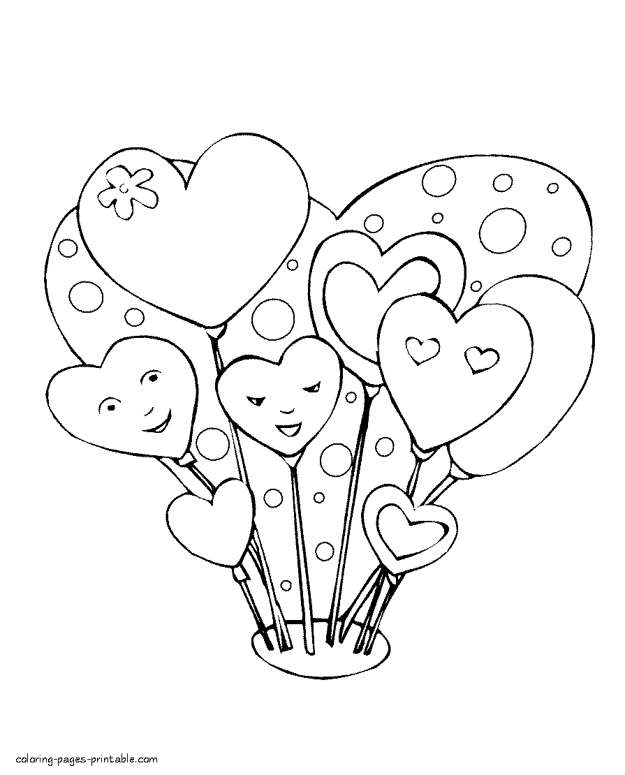 Simple Valentine hearts coloring pages || COLORING-PAGES-PRINTABLE.COM