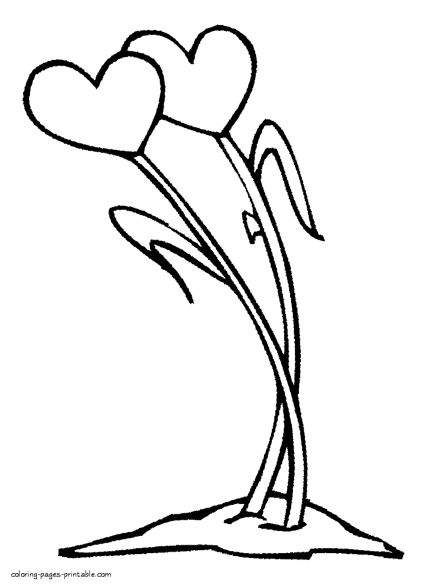 Coloring page heart of roses || COLORING-PAGES-PRINTABLE.COM