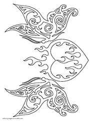 Coloring Pages Of Roses And Hearts : Hearts, flowers, cupid and more