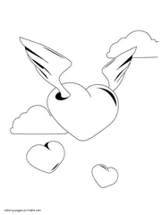 Winged heart colouring page