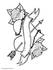 Heart pierced by an arrow coloring page for free