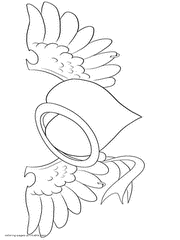 Heart with wings and ring coloring page to print
