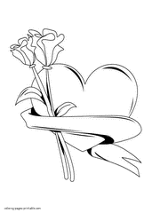 Heart and flower coloring pages