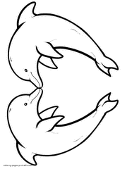 Two dolphins heart coloring page