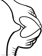 Hands in heart shape coloring page